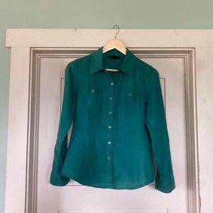 Teal Linen Button Down